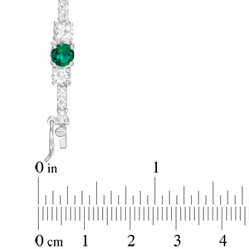 Lab-Created Emerald and White Topaz Bracelet in Sterling Silver - 7.25"