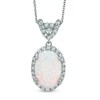 Thumbnail Image 1 of Oval Lab-Created Opal and White Sapphire Pendant in Sterling Silver