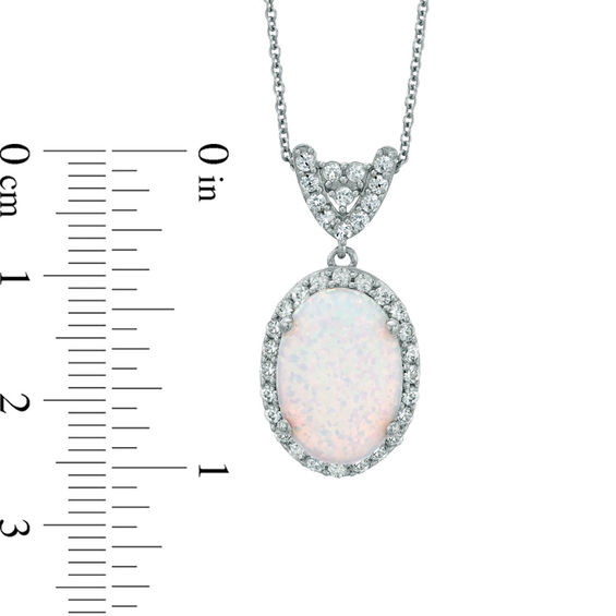 Oval Lab-Created Opal and White Sapphire Pendant in Sterling Silver