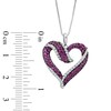 Thumbnail Image 2 of Lab-Created Ruby and White Sapphire Ribbon Heart Pendant in Sterling Silver