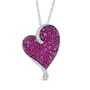 Thumbnail Image 1 of Lab-Created Ruby and White Sapphire Heart Pendant in Sterling Silver