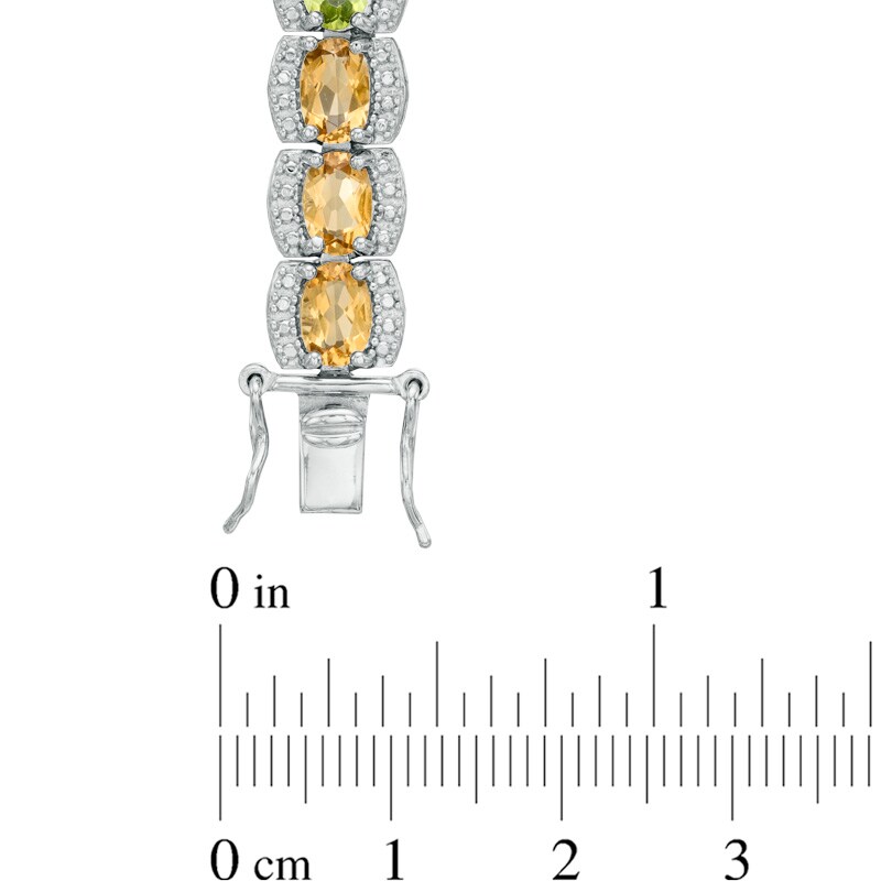 Main Image 3 of Oval Multi-Gemstone Bracelet in Sterling Silver - 7.5"