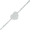Thumbnail Image 1 of Lab-Created White Sapphire Heart Bracelet in Sterling Silver - 7.25"