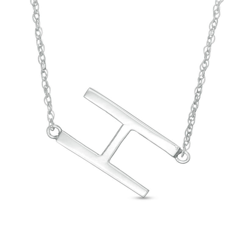 Sideways Initial Necklace in Sterling Silver (1 Initial)