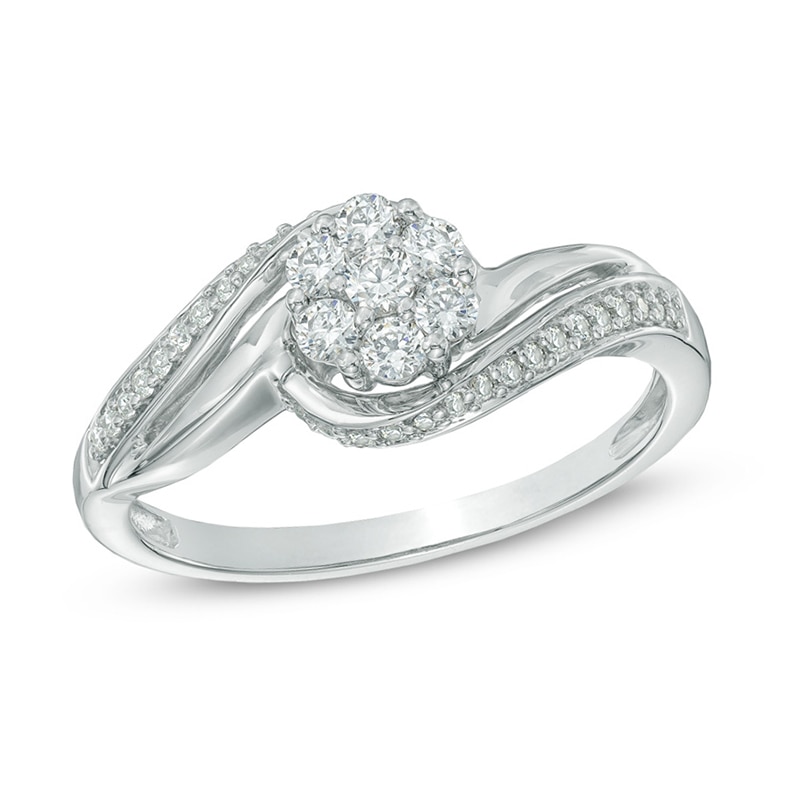 Main Image 1 of 1/3 CT. T.W. Multi-Diamond Swirl Engagement Ring in 10K White Gold