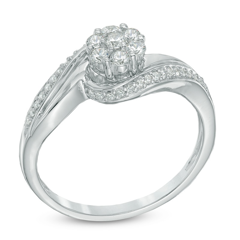 Main Image 2 of 1/3 CT. T.W. Multi-Diamond Swirl Engagement Ring in 10K White Gold