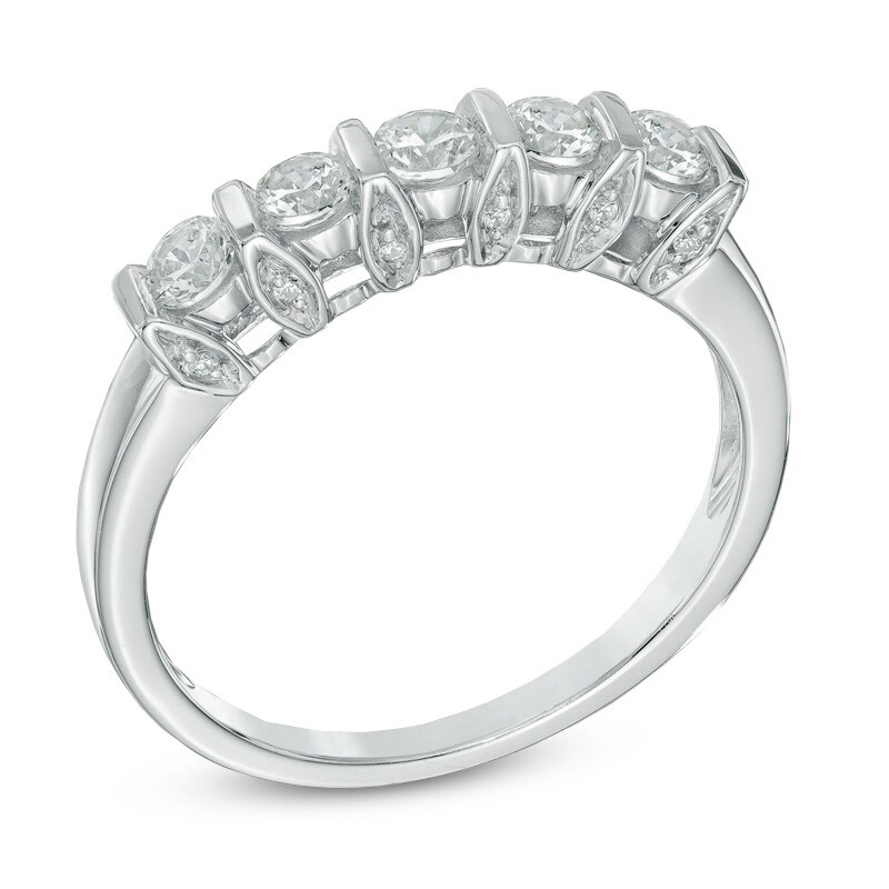 Main Image 2 of 1/2 CT. T.W. Diamond Five Stone Band in 10K White Gold