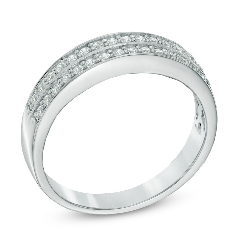 1/4 CT. T.W. Diamond Double Row Band in 10K White Gold