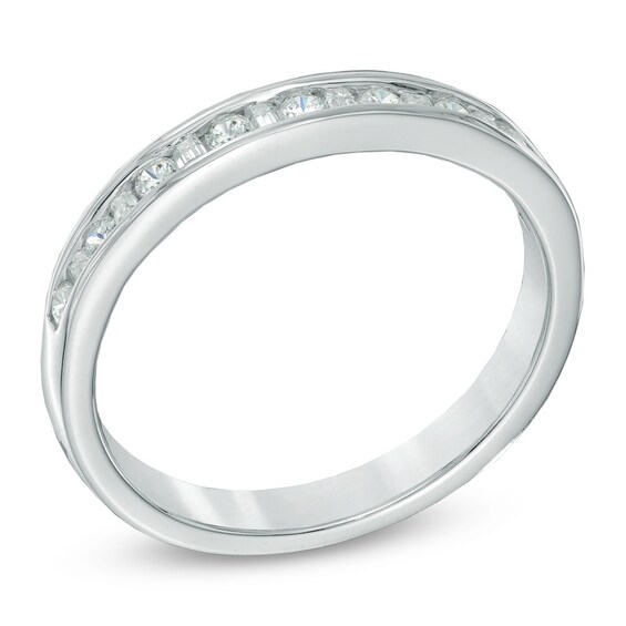 1/4 CT. T.w. Baguette and Round Diamond Alternating Band in 10K White Gold