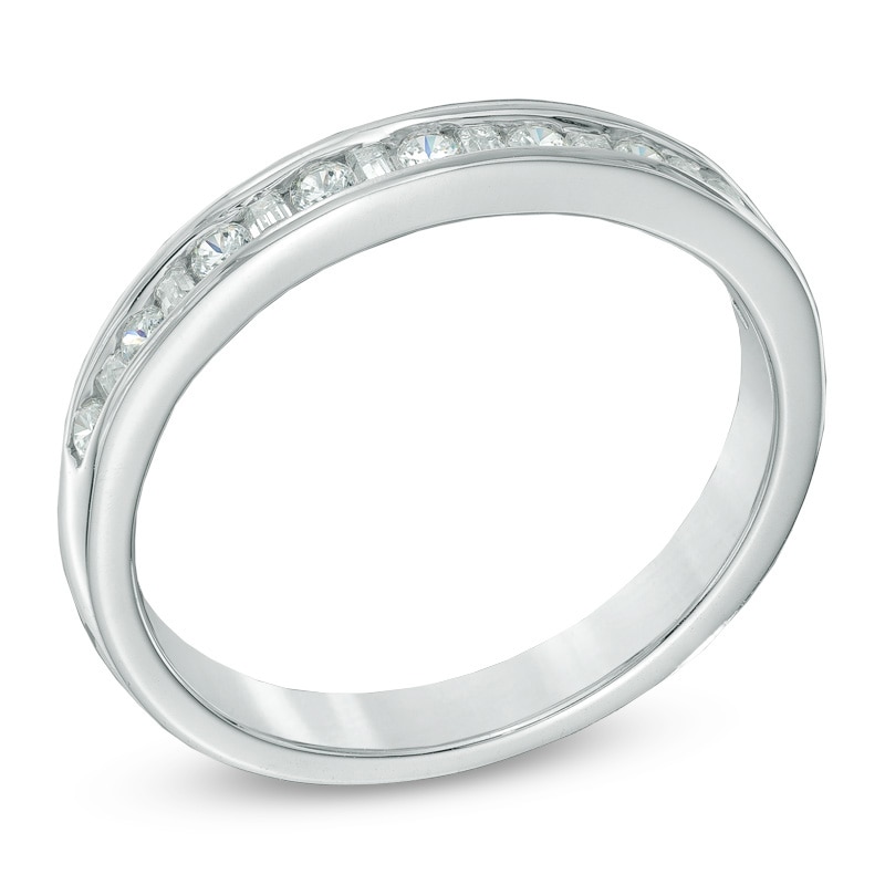 1/4 CT. T.W. Baguette and Round Diamond Alternating Band in 10K White Gold