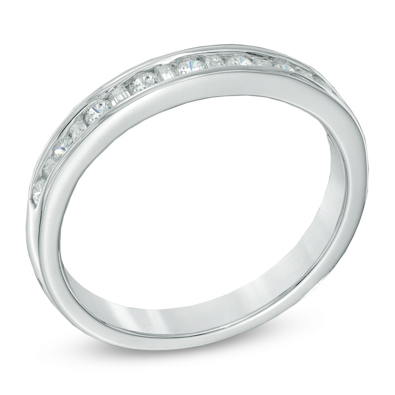 Main Image 2 of 1/4 CT. T.W. Baguette and Round Diamond Alternating Band in 10K White Gold