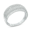 Thumbnail Image 1 of 1/2 CT. T.W. Baguette and Round Diamond Layered Band in 10K White Gold