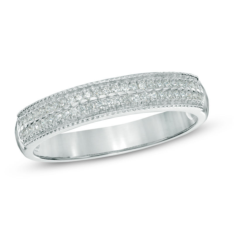 1/5 CT. T.W. Princess-Cut Diamond Double Row Band in Sterling Silver