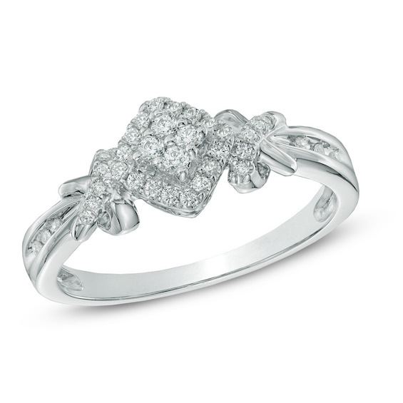 1/5 CT. T.w. Quad Diamond Square Frame Promise Ring in Sterling Silver
