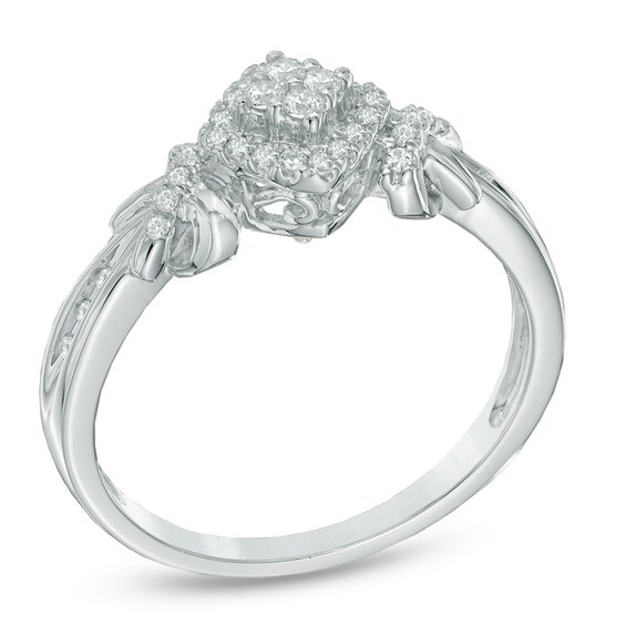 1/5 CT. T.w. Quad Diamond Square Frame Promise Ring in Sterling Silver