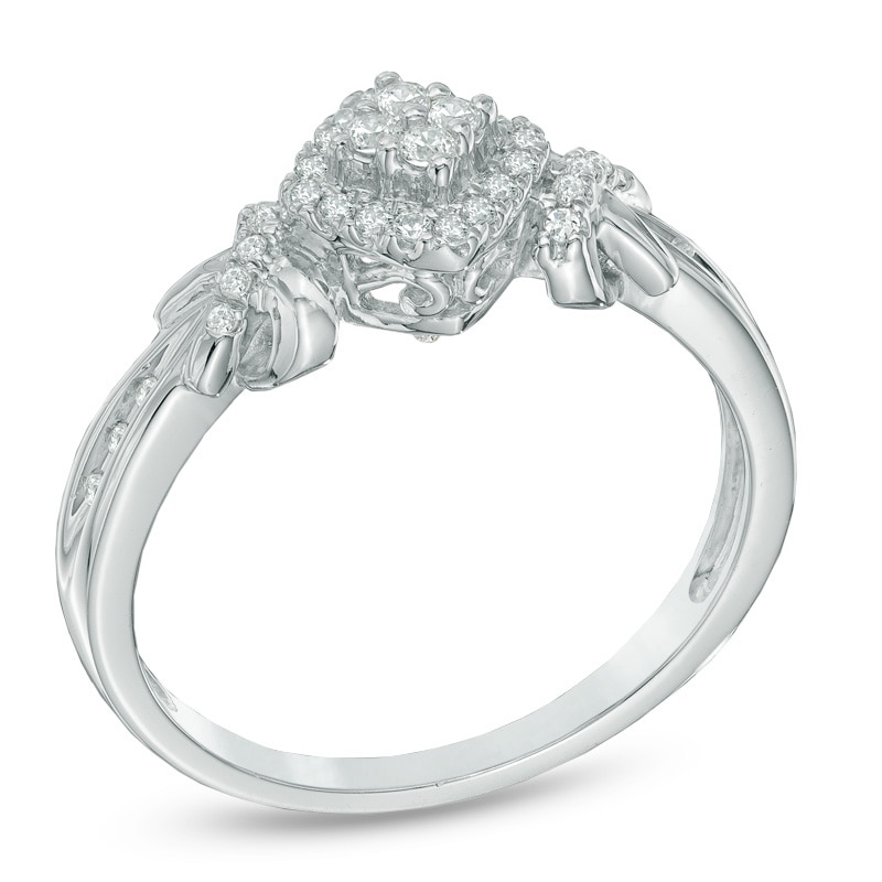 Main Image 2 of 1/5 CT. T.W. Quad Diamond Square Frame Promise Ring in Sterling Silver
