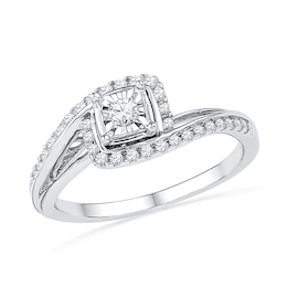 1/4 CT. T.W. Diamond Princess-Cut Bypass Frame Promise Ring in Sterling Silver