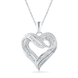 1/2 CT. T.W. Diamond Layered Heart Pendant in Sterling Silver