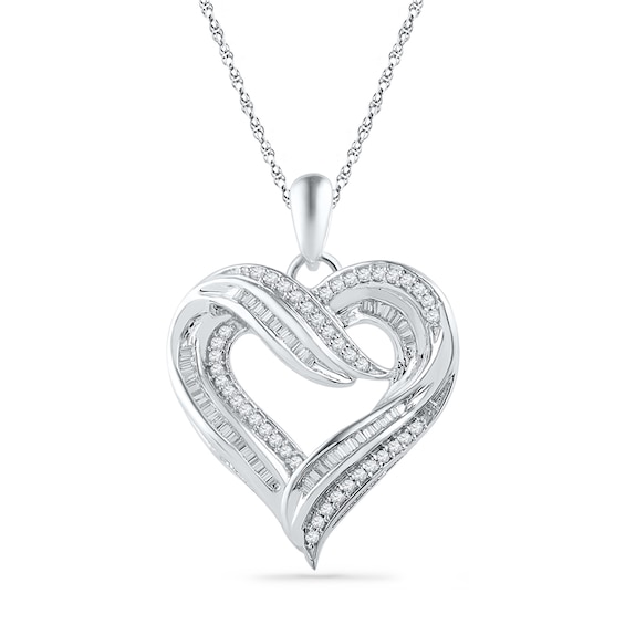 1/2 CT. T.w. Diamond Layered Heart Pendant in Sterling Silver