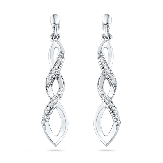 1/10 CT. T.w. Diamond Cascading Drop Earrings in Sterling Silver