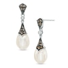Thumbnail Image 1 of 6.5-7.0mm Freshwater Cultured Pearl, Smoky Quartz and Lab-Created White Sapphire Earrings in Sterling Silver