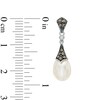 Thumbnail Image 2 of 6.5-7.0mm Freshwater Cultured Pearl, Smoky Quartz and Lab-Created White Sapphire Earrings in Sterling Silver