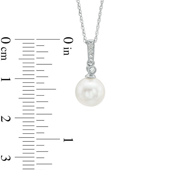 7.5-8.0mm Freshwater Cultured Pearl and Lab-Created White Sapphire Pendant in 10K White Gold