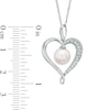 7.5 - 8.0mm Cultured Freshwater Pearl and Lab-Created White Sapphire  Heart Pendant in Sterling Silver