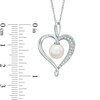 Thumbnail Image 2 of 7.5-8.0mm Freshwater Cultured Pearl and Lab-Created White Sapphire  Heart Pendant in Sterling Silver