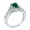 Thumbnail Image 1 of Emerald-Cut Lab-Created Emerald and White Sapphire Ring in 10K White Gold