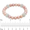 Thumbnail Image 2 of 8.0-9.0mm Pink Freshwater Cultured Pearl and Crystal Bead Bracelet-7.25"