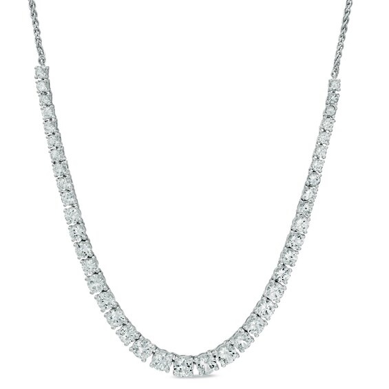 Lab-Created White Sapphire Graduated Necklace in Sterling Silver