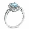 Thumbnail Image 1 of Cushion-Cut Aquamarine and Lab-Created White Sapphire Ring in Sterling Silver