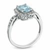 Thumbnail Image 2 of Cushion-Cut Aquamarine and Lab-Created White Sapphire Ring in Sterling Silver