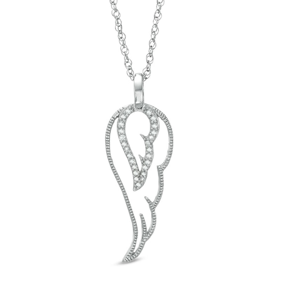 Diamond Accent Single Wing Pendant in Sterling Silver