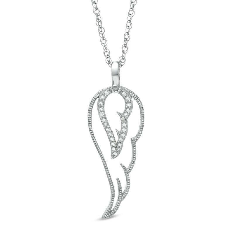 Main Image 1 of Diamond Accent Single Wing Pendant in Sterling Silver