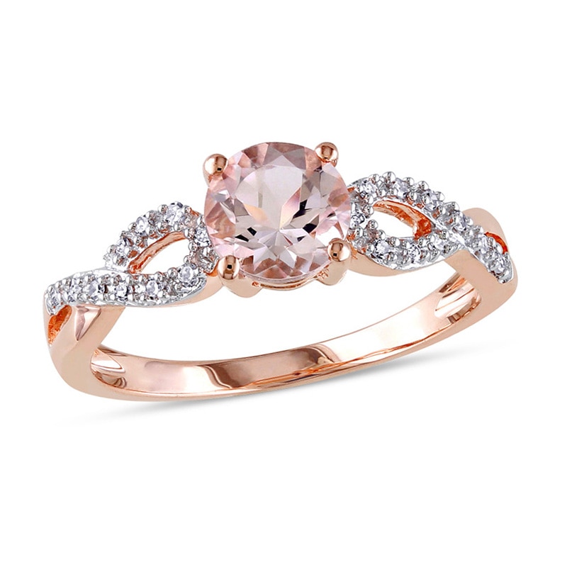 6.0mm Morganite and Diamond Accent Twist Engagement Ring in 10K Rose Gold