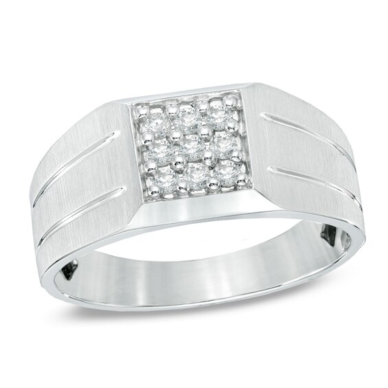 1/4 CT. T.w. Diamond Square Composite Ring in 10K White Gold