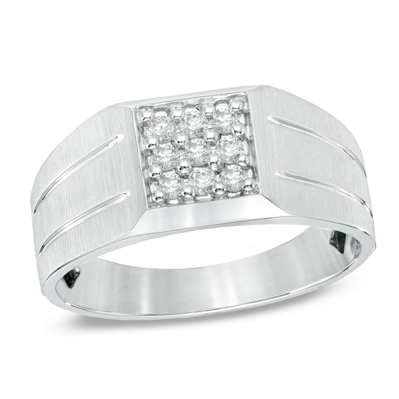 Main Image 1 of 1/4 CT. T.W. Diamond Square Composite Ring in 10K White Gold