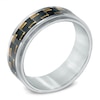 Thumbnail Image 1 of Men's 9.0mm Two-Tone Carbon Fiber Comfort Fit Wedding Band in Stainless Steel - Size 10