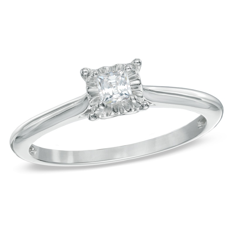 1/5 CT. Princess-Cut Diamond Solitaire Engagement Ring in 10K White Gold