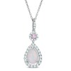 Thumbnail Image 1 of Pear-Shaped Lab-Created Opal and Pink and White Sapphire Pendant in Sterling Silver