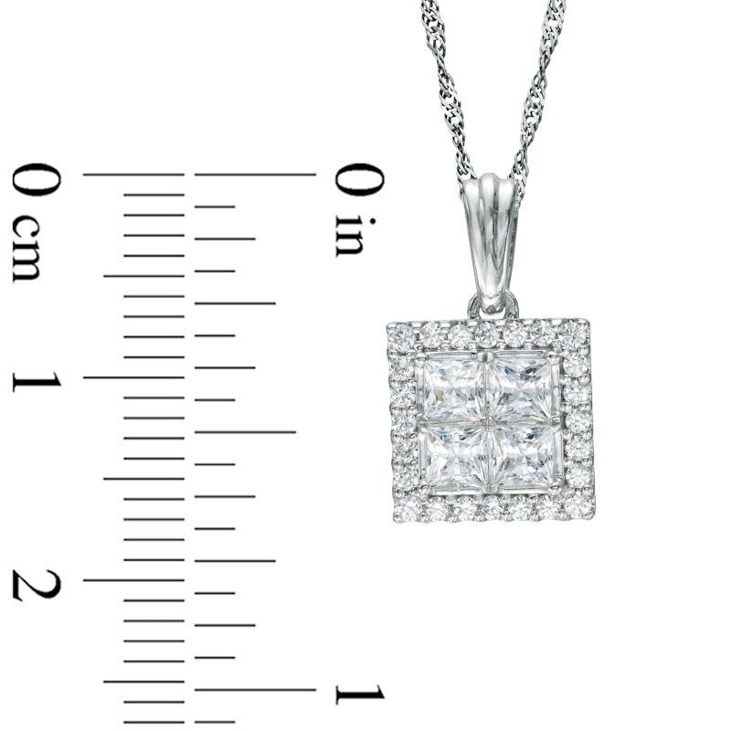 14K White Gold Princess Cut Diamond Padlock Pendant