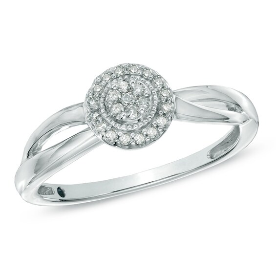 Cherished Promise Collectionâ¢ 1/10 CT. T.w. Diamond Frame Promise Ring in Sterling Silver