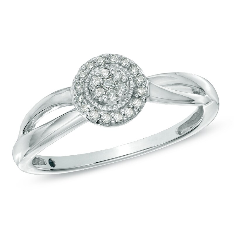 Main Image 1 of Cherished Promise Collection™ 1/10 CT. T.W. Diamond Frame Promise Ring in Sterling Silver