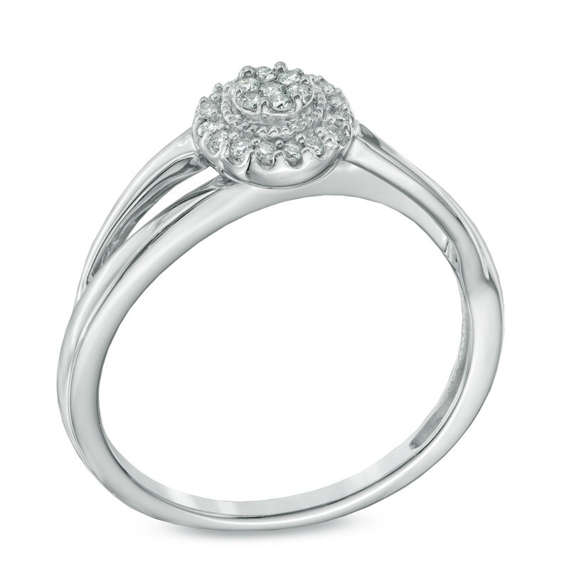 Main Image 2 of Cherished Promise Collection™ 1/10 CT. T.W. Diamond Frame Promise Ring in Sterling Silver