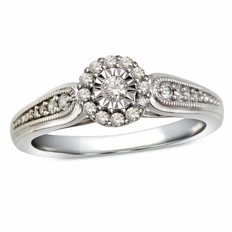 Main Image 1 of Cherished Promise Collection™ 1/5 CT. T.W. Diamond Frame Promise Ring in Sterling Silver