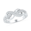 Thumbnail Image 1 of Lab-Created White Sapphire and Diamond Accent Infinity Loop Ring in Sterling Silver