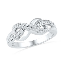 Lab-Created White Sapphire and Diamond Accent Infinity Loop Ring in Sterling Silver