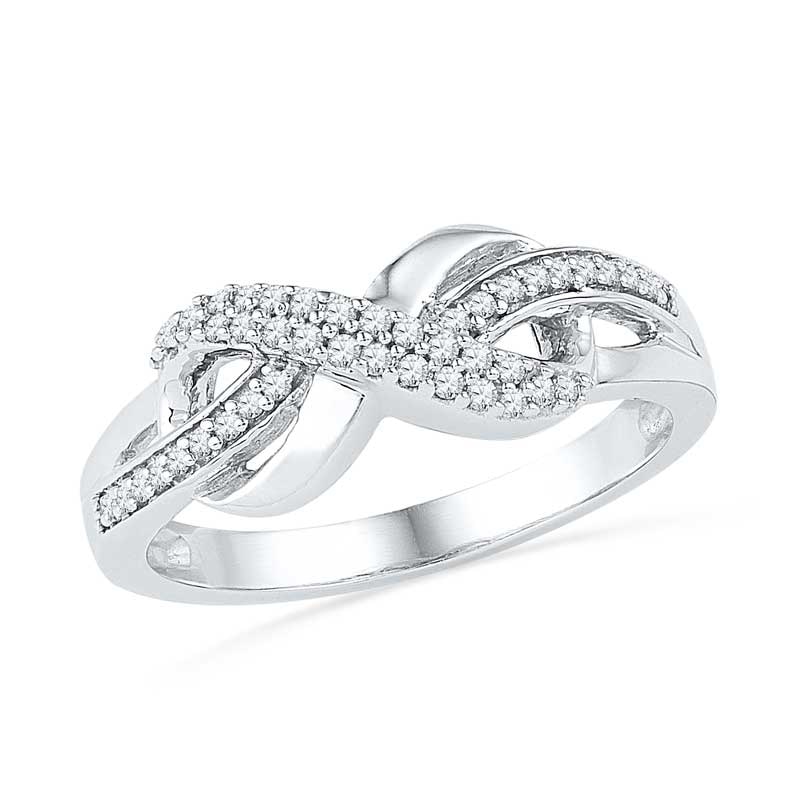Main Image 1 of Lab-Created White Sapphire and Diamond Accent Infinity Loop Ring in Sterling Silver